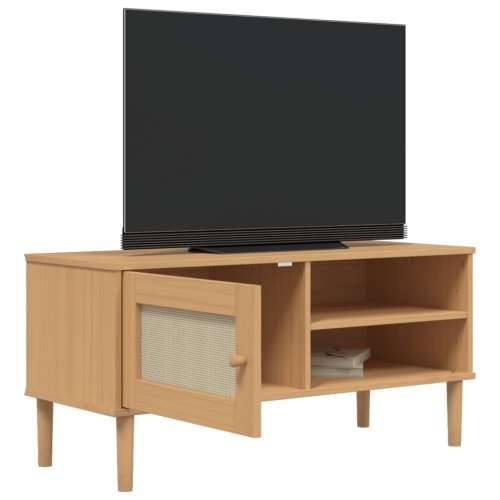 TV ormarić SENJA izgled ratana smeđi 106x40x49 cm od borovine - Smeđa 1 Cijena