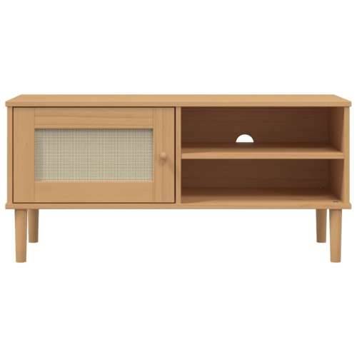 TV ormarić SENJA izgled ratana smeđi 106x40x49 cm od borovine - Smeđa 1 Cijena
