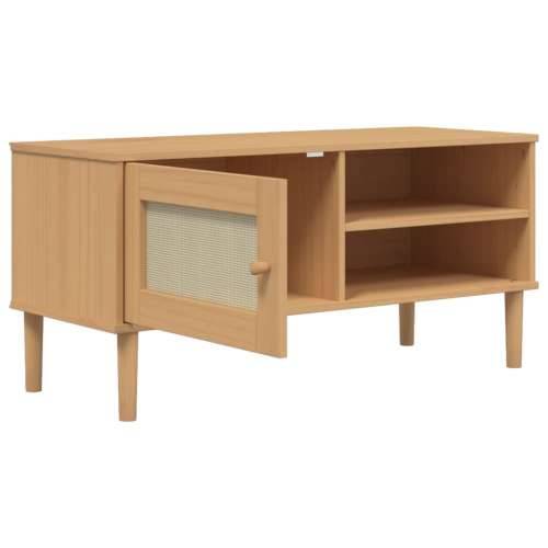 TV ormarić SENJA izgled ratana smeđi 106x40x49 cm od borovine - Smeđa 1 Cijena