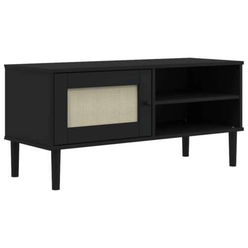 TV ormarić SENJA izgled ratana crni 106x40x49 cm od borovine Crna 1 Cijena