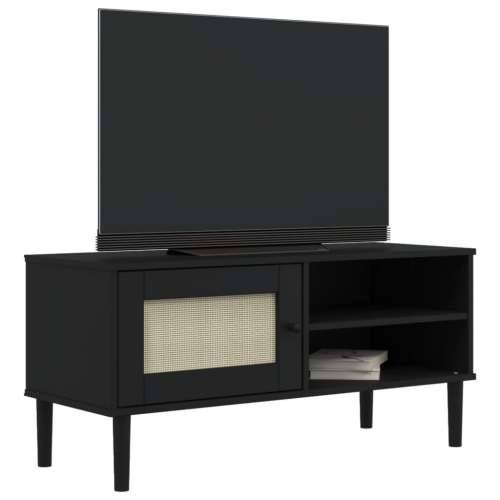 TV ormarić SENJA izgled ratana crni 106x40x49 cm od borovine Crna 1 Cijena