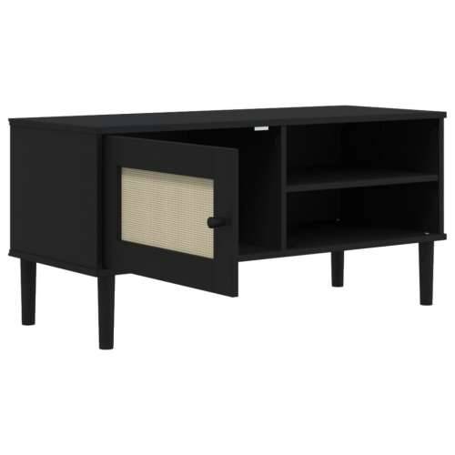 TV ormarić SENJA izgled ratana crni 106x40x49 cm od borovine Crna 1 Cijena