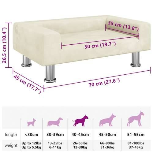Krevet za pse krem 70x45x26,5 cm baršunasti - Krema 70 x 45 x 26.5 cm Cijena