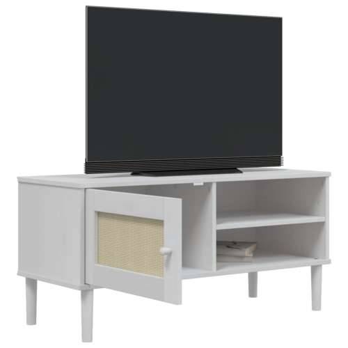 TV ormarić SENJA izgled ratana bijeli 106x40x49 cm od borovine - Bijela 1 Cijena