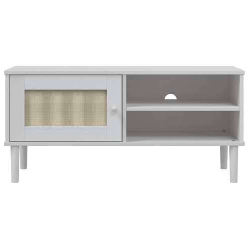 TV ormarić SENJA izgled ratana bijeli 106x40x49 cm od borovine - Bijela 1 Cijena