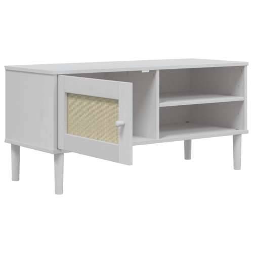 TV ormarić SENJA izgled ratana bijeli 106x40x49 cm od borovine - Bijela 1 Cijena