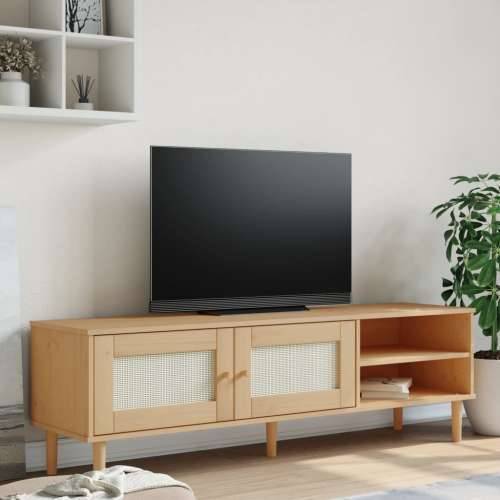 TV ormarić SENJA izgled ratana smeđi 158x40x49 cm od borovine - Smeđa 1 Cijena