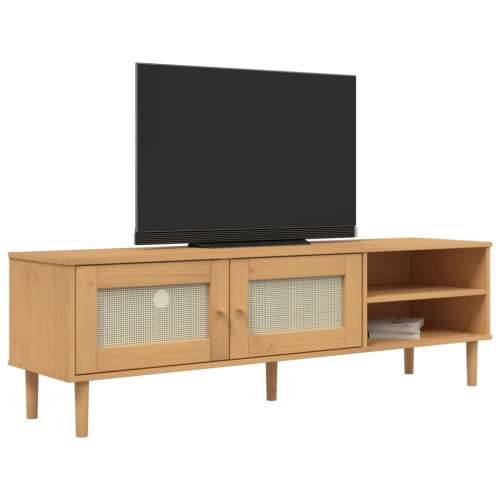 TV ormarić SENJA izgled ratana smeđi 158x40x49 cm od borovine - Smeđa 1 Cijena
