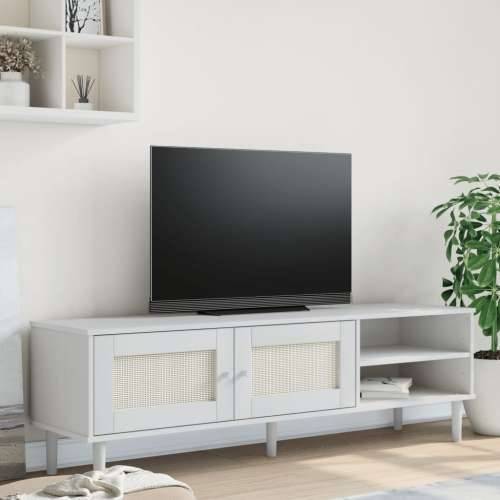 TV ormarić SENJA izgled ratana bijeli 158x40x49 cm od borovine - Bijela 1 Cijena