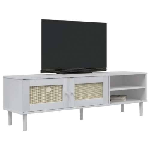 TV ormarić SENJA izgled ratana bijeli 158x40x49 cm od borovine - Bijela 1 Cijena