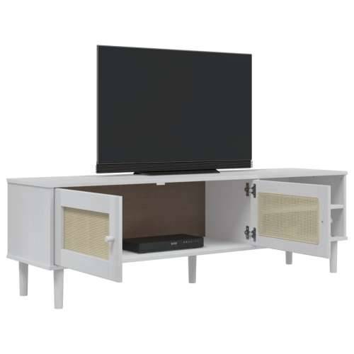 TV ormarić SENJA izgled ratana bijeli 158x40x49 cm od borovine - Bijela 1 Cijena