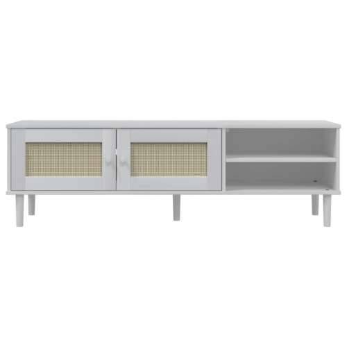 TV ormarić SENJA izgled ratana bijeli 158x40x49 cm od borovine - Bijela 1 Cijena
