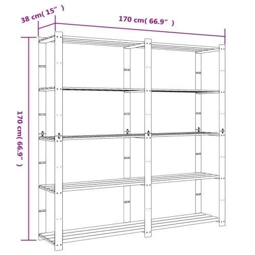 Stalak za pohranu 5 razina sivi 170x38x170 cm masivna borovina - Siva 170 x 38 x 170 cm 1 Cijena