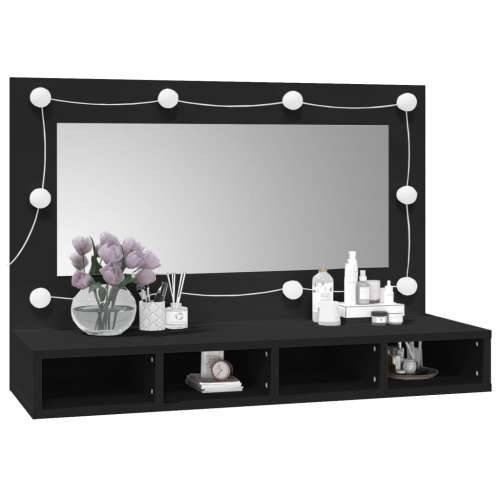 Ormarić s ogledalom i LED svjetlima crni 90 x 31,5 x 62 cm Cijena