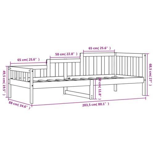 Dnevni ležaj crni 80 x 200 cm od masivne borovine - Crna 80 x 200 cm Cijena