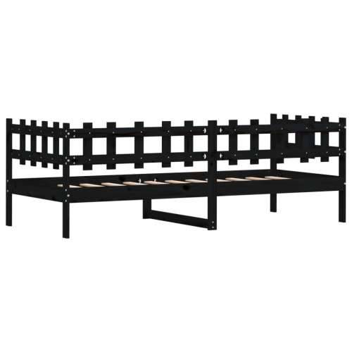 Dnevni ležaj crni 90 x 200 cm od masivne borovine - Crna 90 x 200 cm Cijena