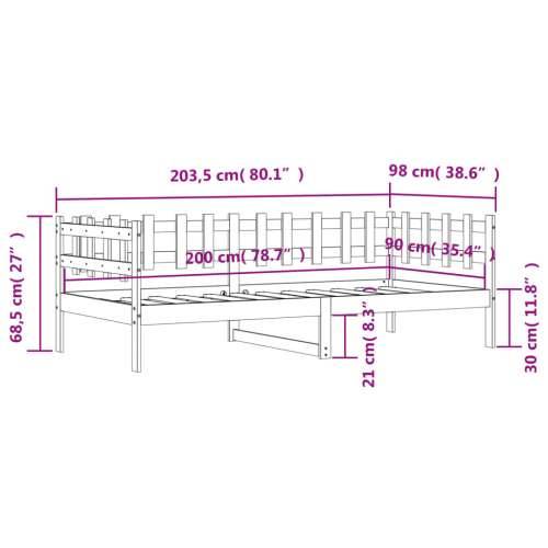 Dnevni krevet bez madraca 90 x 200 cm od masivne borovine - Prirodna 90 x 200 cm Cijena