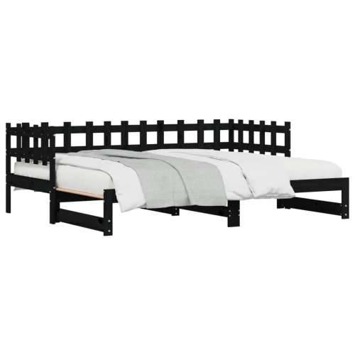 Dnevni ležaj na izvlačenje crni 2x (80x200) cm masivna borovina - Crna 80 x 200 cm Cijena