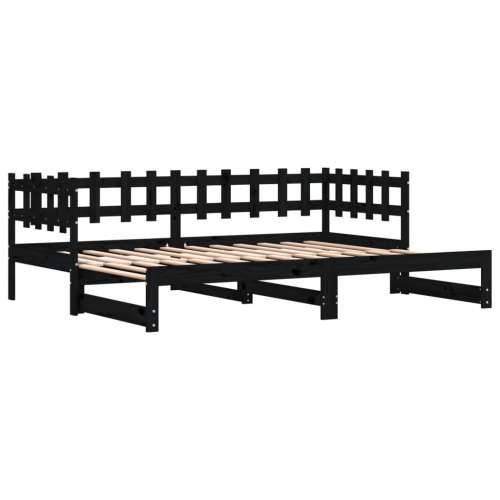 Dnevni ležaj na izvlačenje crni 2x (80x200) cm masivna borovina - Crna 80 x 200 cm Cijena