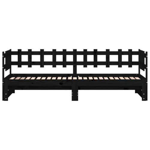 Dnevni ležaj na izvlačenje crni 2x (80x200) cm masivna borovina - Crna 80 x 200 cm Cijena