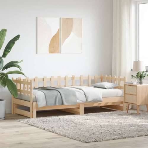 Dnevni ležaj na izvlačenje 2 x (90x190) cm od masivne borovine - Prirodna 90 x 190 cm Cijena