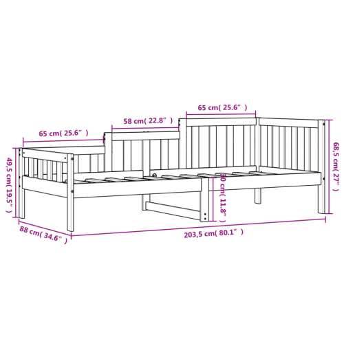 Dnevni krevet bez madraca 80 x 200 cm od masivne borovine Prirodna 80 x 200 cm Cijena