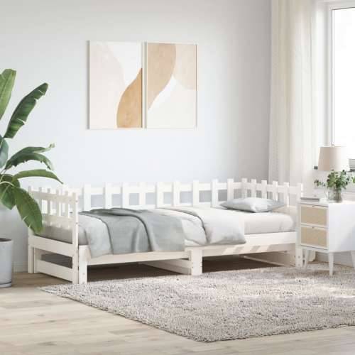 Dnevni ležaj na izvlačenje bijeli 2x(90x190)cm masivna borovina - Bijela 90 x 190 cm Cijena