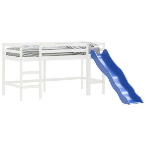 Dječji krevet na kat s toboganom bijeli 90x200 cm od borovine - Bijela 90 x 200 cm Cijena
