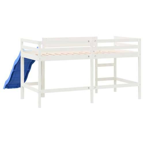 Dječji krevet na kat s toboganom bijeli 90x200 cm od borovine - Bijela 90 x 200 cm Cijena