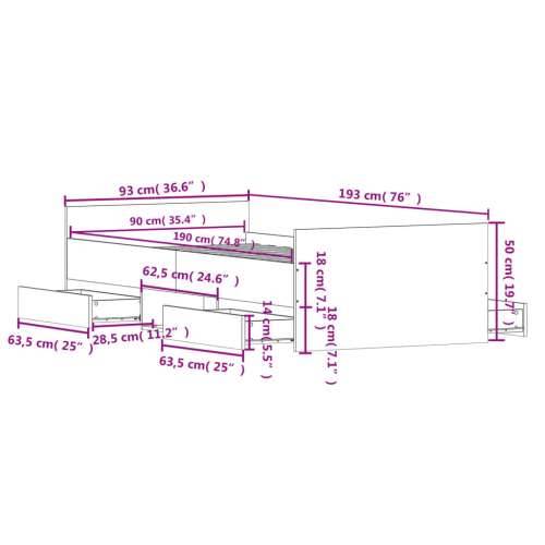 Okvir kreveta s uzglavljem i podnožjem boja betona 90x190 cm - Beton siva 90 x 190 cm Cijena