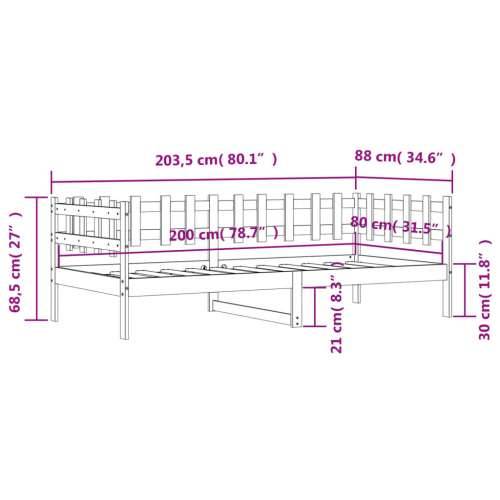 Dnevni ležaj crni 80 x 200 cm od masivne borovine - Crna 80 x 200 cm Cijena