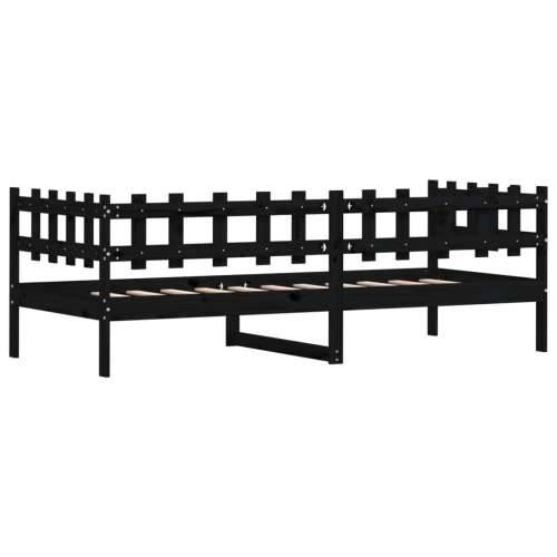 Dnevni ležaj crni 90 x 190 cm od masivne borovine - Crna 90 x 190 cm Cijena