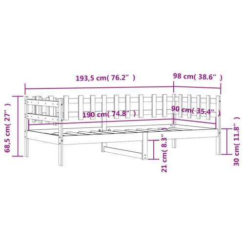 Dnevni ležaj crni 90 x 190 cm od masivne borovine - Crna 90 x 190 cm Cijena