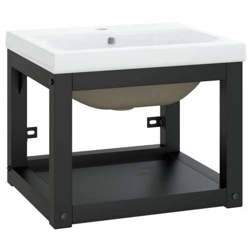 Kupaonski okvir s ugrađenim Lavabo - Umivaonikom crni željezni - Crna 40 x 38 x 31 cm 1 Cijena