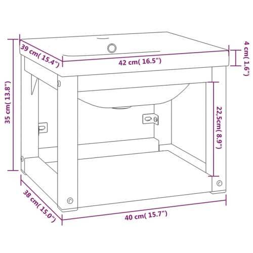 Kupaonski okvir s ugrađenim Lavabo - Umivaonikom crni željezni - Crna 40 x 38 x 31 cm 1 Cijena