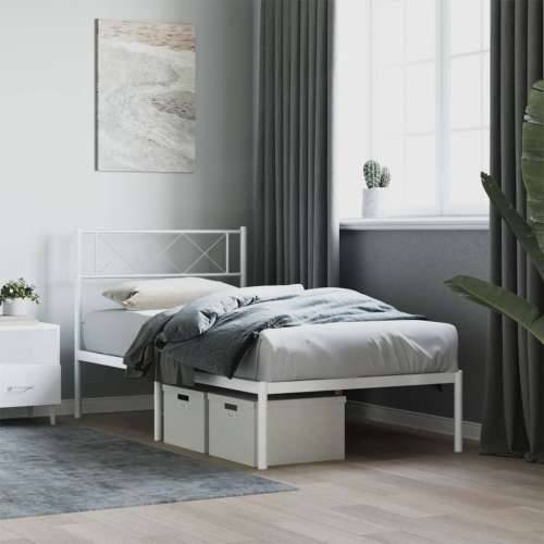 Metalni okvir za krevet s uzglavljem bijeli 100x190 cm - Bijela 100 x 190 cm s uzglavljem Cijena