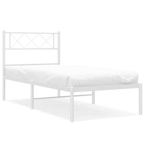 Metalni okvir za krevet s uzglavljem bijeli 100x190 cm - Bijela 100 x 190 cm s uzglavljem Cijena