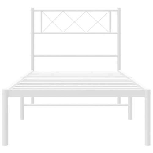 Metalni okvir za krevet s uzglavljem bijeli 100x190 cm - Bijela 100 x 190 cm s uzglavljem Cijena