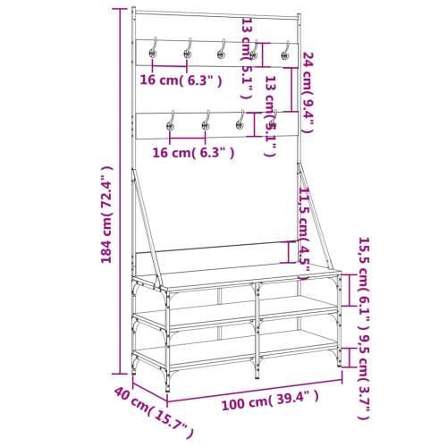 Stalak za odjeću i cipele boja hrasta 100x40x184 cm - Dimljeni hrast 100 x 40 x 184 cm 1 Cijena
