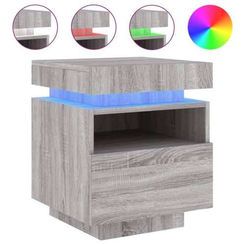 Noćni ormarić s LED svjetlima boja hrasta sonome 40x39x48,5 cm - Sivi hrast sonoma 1 Cijena