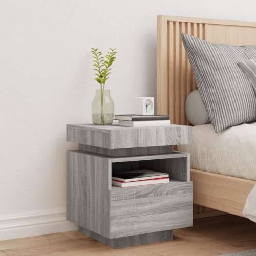 Noćni ormarić s LED svjetlima boja hrasta sonome 40x39x48,5 cm - Sivi hrast sonoma 1 Cijena