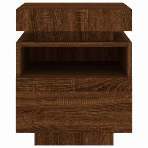 Noćni ormarić s LED svjetlima boja smeđeg hrasta 40x39x48,5 cm - Smeđi hrast 1 Cijena