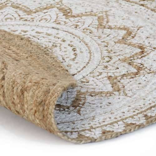 Ukrasni pleteni tepih od jute s uzorkom 90 cm okrugli Cijena