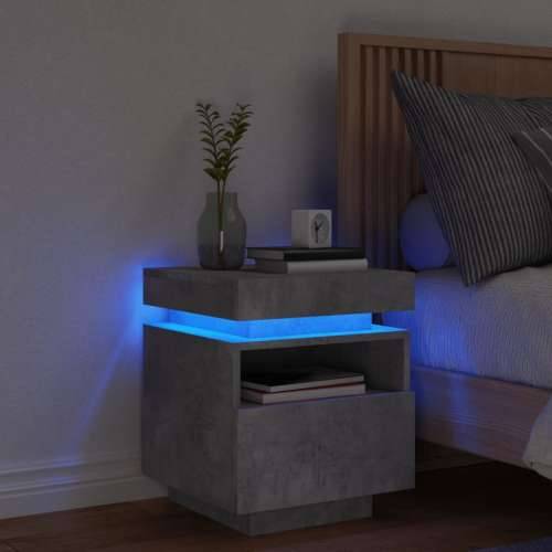 Noćni ormarić s LED svjetlima siva boja betona 40x39x48,5 cm - Beton siva 1 Cijena