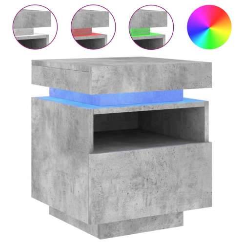 Noćni ormarić s LED svjetlima siva boja betona 40x39x48,5 cm - Beton siva 1 Cijena