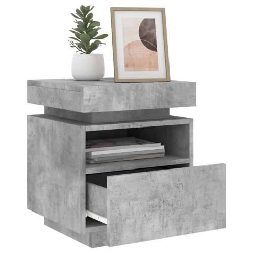 Noćni ormarić s LED svjetlima siva boja betona 40x39x48,5 cm - Beton siva 1 Cijena