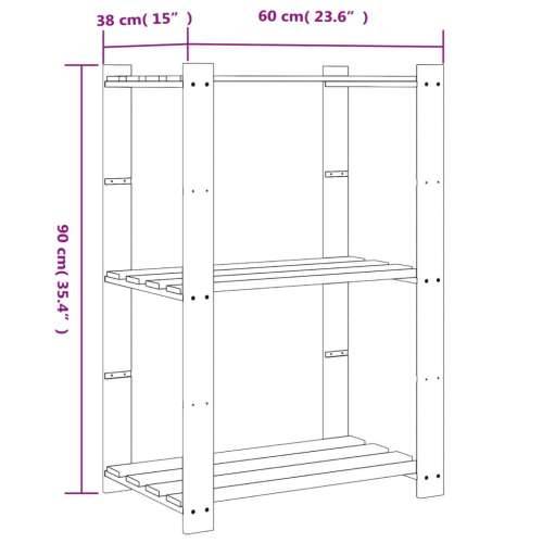 Stalak za pohranu s 3 razine smeđi 60x38x90 cm masivna borovina - Smeđa 60 x 38 x 90 cm 1 Cijena
