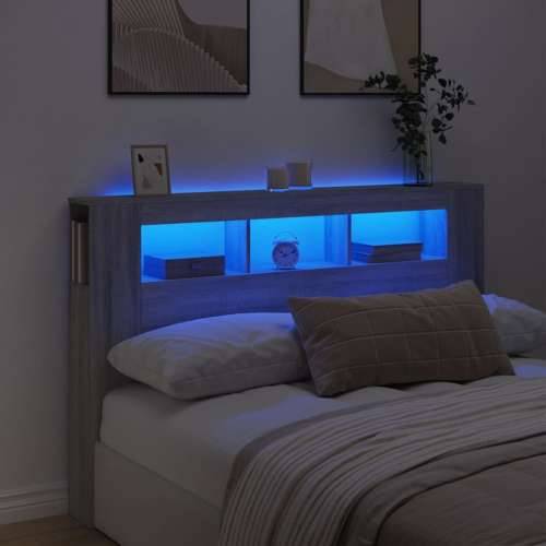 LED uzglavlje boja hrasta 160x18,5x103,5 cm konstruirano drvo - Sivi hrast sonoma 160 x 103.5 cm 1 Cijena