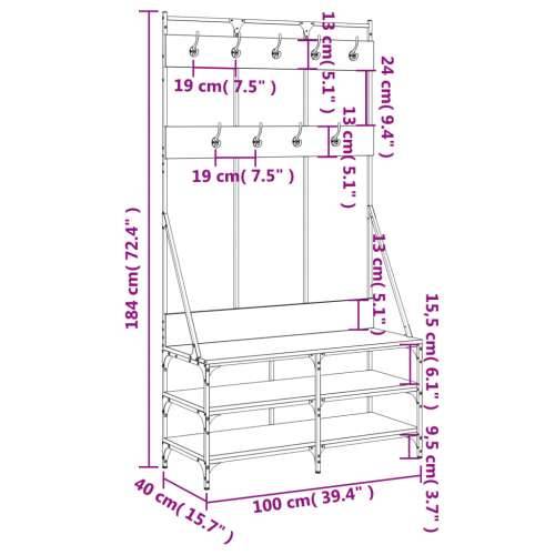 Stalak za odjeću i cipele smeđa boja hrasta 100x40x184 cm - Smeđi hrast 1 Cijena