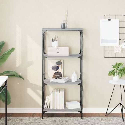 Regal za knjige s 4 razine siva boja hrasta 59x35x132 cm drveni - Sivi hrast sonoma 1 132 cm Cijena